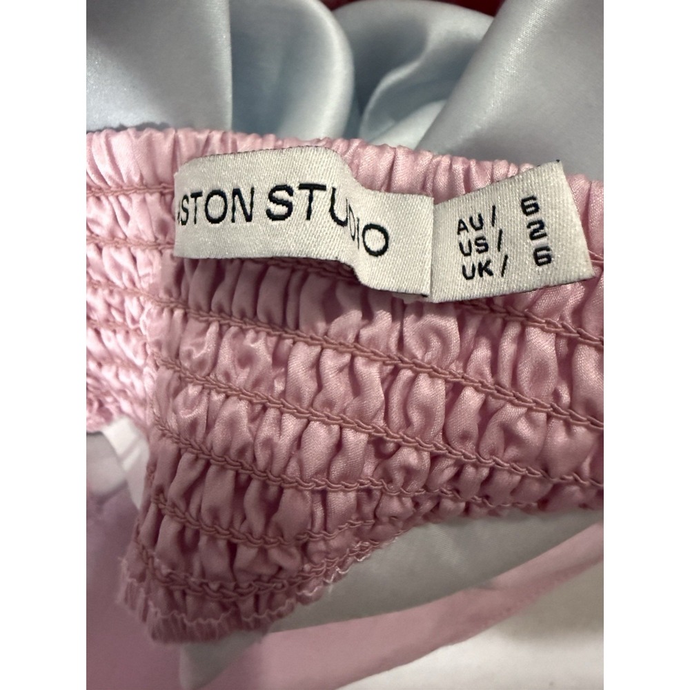 Aston Studio Violet Dress Womens 2 Silky Babydoll Floral Pastel Pink Blue - Picture 6 of 10
